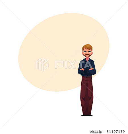 Frowning, angry young man standing with arms 31107139