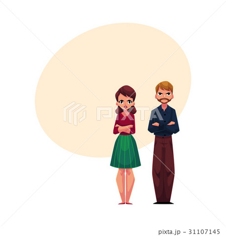Young woman, girl standing with frowned, angry 31107145