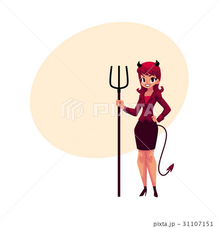 Business woman dressed as devil, having horns Business woman dressed as devil, having horns 31107151