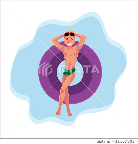 Young man in sunglasses floating on inflatable 31107905