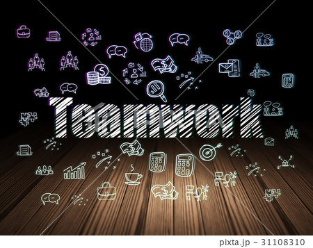 Finance concept: Teamwork in grunge dark room 31108310