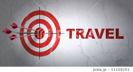 Entertainment, concept: target and Travel on wall 31109201