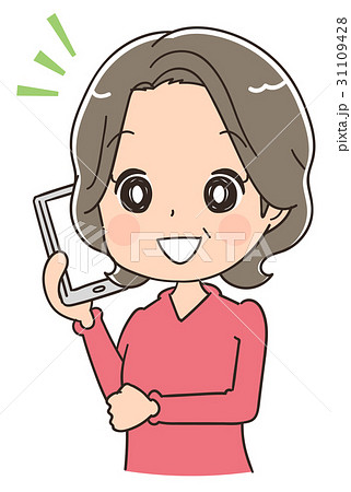 スマホで通話するシニア女性のイラストのイラスト素材