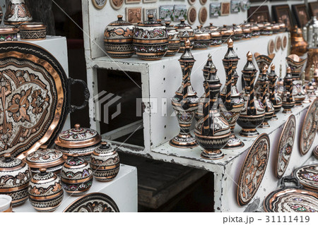 Colorful ceramic souvenirs for sale on the street Colorful ceramic souvenirs for sale on the street 31111419