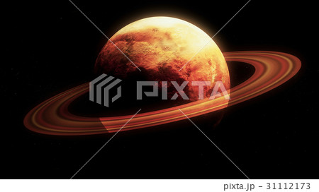 Realistic beautiful planet Saturn from space. 3D 31112173