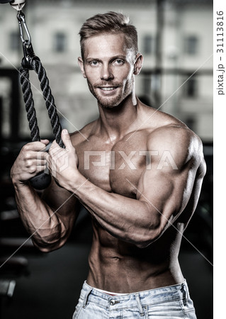 Brutal caucasian handsome fitness men on diet training triceps g Brutal caucasian handsome fitness men on diet training triceps g 31113816