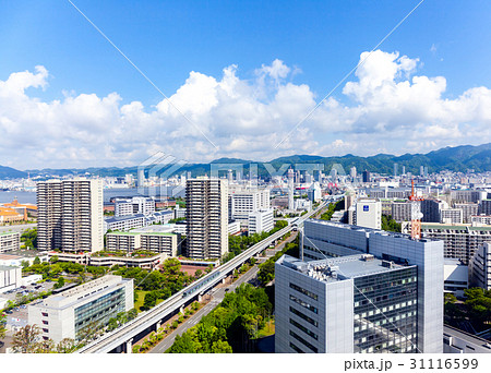 神戸 ポートアイランド 町並み 都市風景の写真素材