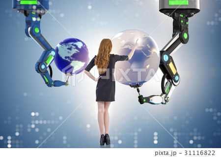 Businesswoman in futuristic global business Businesswoman in futuristic global business 31116822