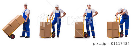 Man delivering box isolated on white Man delivering box isolated on white 31117484