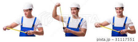 Man with tape measure isolated on white Man with tape measure isolated on white 31117551