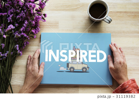 Hnads holding illustration of discovery journey road trip traveling banner Hnads holding illustration of discovery journey road trip traveling banner 31119382