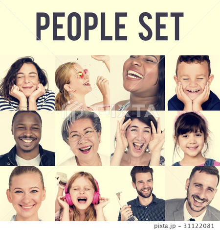 Collage of people smiling cheerful happiness face expression Collage of people smiling cheerful happiness face expression 31122081