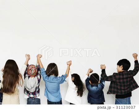 Freinds are in a studio shoot together. Freinds are in a studio shoot together. 31123037