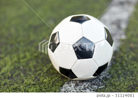 soccer ball on football field marking line soccer ball on football field marking line 31124081