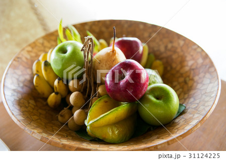 still life with exotic tropical fruits in bowl 31124225