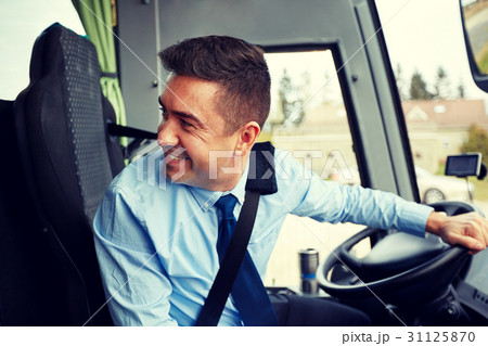 happy driver driving intercity bus happy driver driving intercity bus 31125870