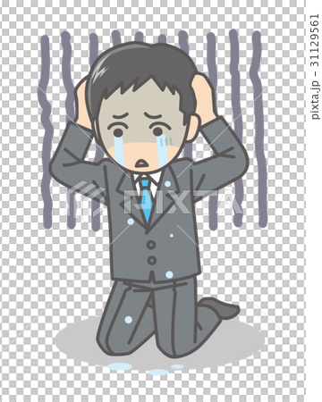 拿著頭的衣服的男性淚花 31129561