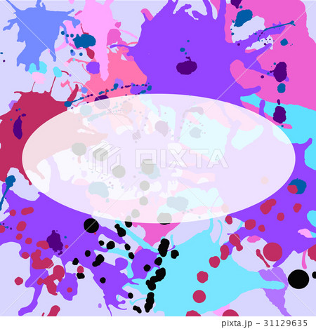 Turquoise purple pink ink splashes ellipse frame 31129635