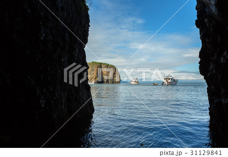 Tourist boats on sea excursion in Avacha Bay. 31129841