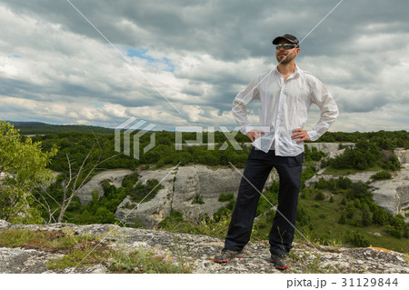 Tourist on the plateau of Cave City in Cherkez Tourist on the plateau of Cave City in Cherkez 31129844