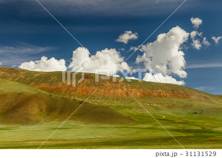 Green hills with clouds. Mongolian hills Green hills with clouds. Mongolian hills 31131529