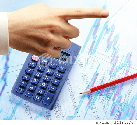 Candlestick graph chart, hand and compass Candlestick graph chart, hand and compass 31131576
