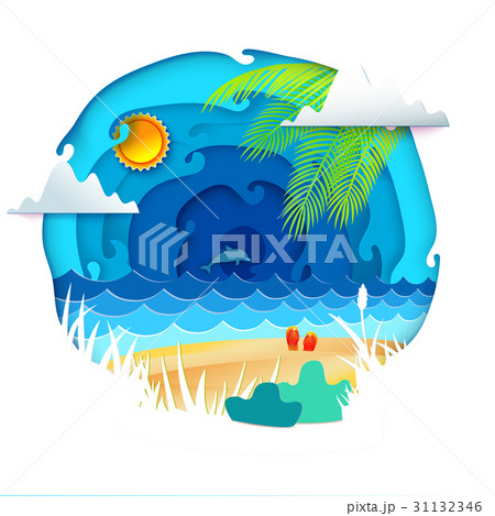 Tropical paradise circle banner 31132346