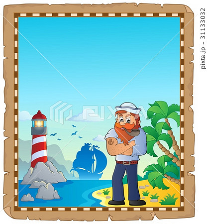 Parchment with sailor and lighthouse 31133032