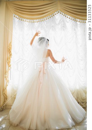 Gorgeous happy luxury brunette bride near a window 31133525
