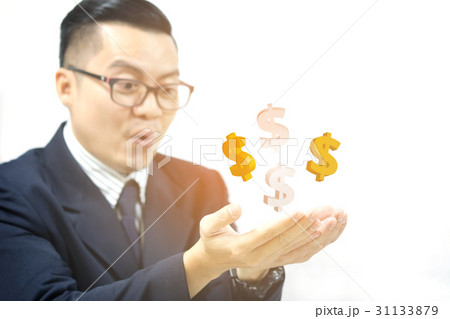 Business men happy to see the golden dollar icon Business men happy to see the golden dollar icon 31133879
