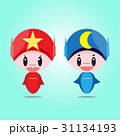 2 cute robots are floating on the air 31134193