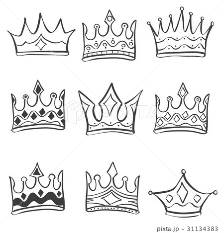 Collection stock crown various doodles 31134383