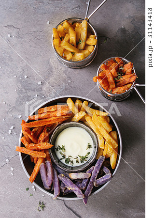 Variety of french fries Variety of french fries 31143418
