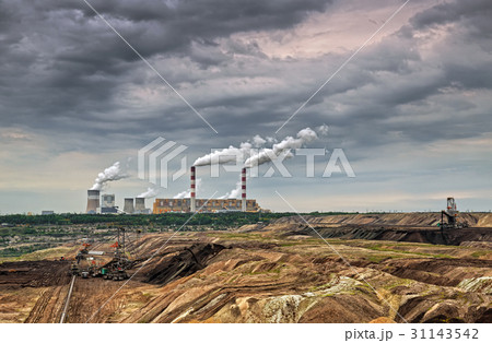 Open pit mine and power plant. Open pit mine and power plant. 31143542