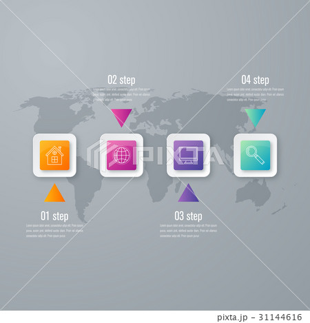 Business infographics template 4 steps with square 31144616