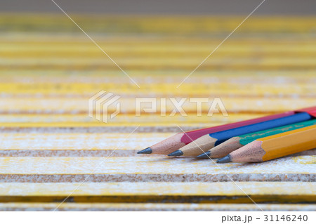Pencils on a wooden table. Back to school 31146240