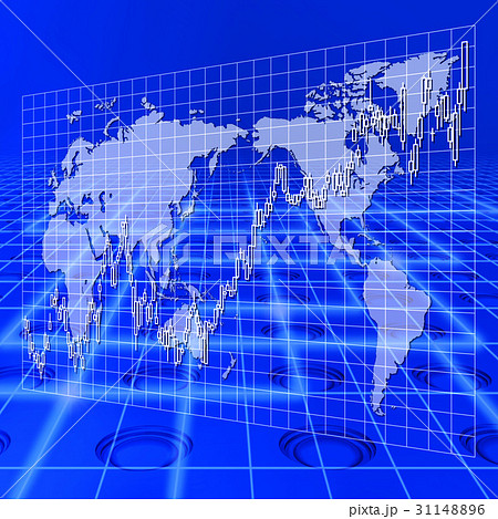 世界地図と株式投資の株価チャート 世界地図と株式投資の株価チャート 31148896