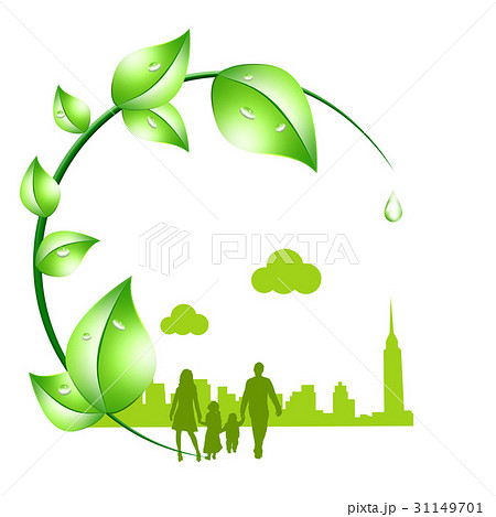 エコロジー 女性 子供 家族 都会 エコ 低炭素社会のイラスト素材 31149701 Pixta