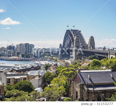 Australia, New South Wales, Sydney, Cityscape and bridge over harbor Australia, New South Wales, Sydney, Cityscape and bridge over harbor 31153277