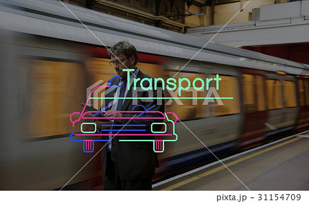 City Life Rush Hour with Car Icon and Word 31154709