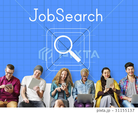 Job search magnifier glass symbol 31155137