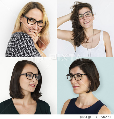 Diversity women with glasses collection collage 31156271