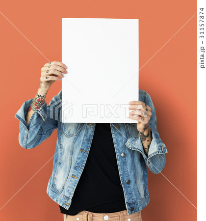 Tattoo People is Holding Placard Tattoo People is Holding Placard 31157874