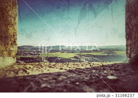 Swabian Alb, panoramic view in vintage style Swabian Alb, panoramic view in vintage style 31166237