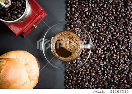 espresso in a glass on wooden table espresso in a glass on wooden table 31167516