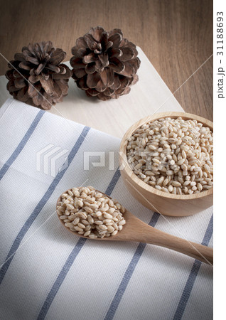 pearls barley grain seed on background. pearls barley grain seed on background. 31188693
