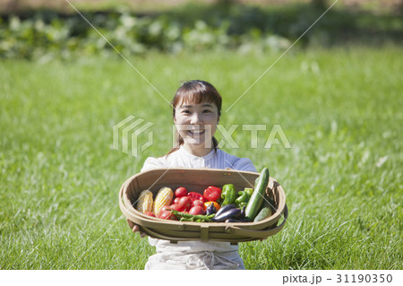 家庭菜園を楽しむ女性 31190350