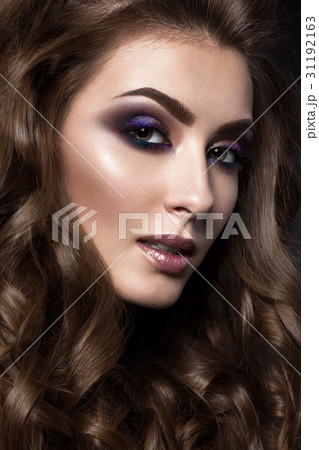 Beautiful girl with perfect skin, colorful make-up 31192163