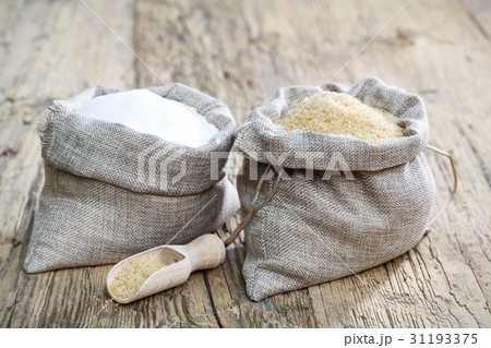 Various types of sugar, brown sugar and white 31193375
