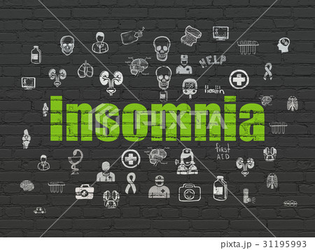 Health concept: Insomnia on wall background Health concept: Insomnia on wall background 31195993